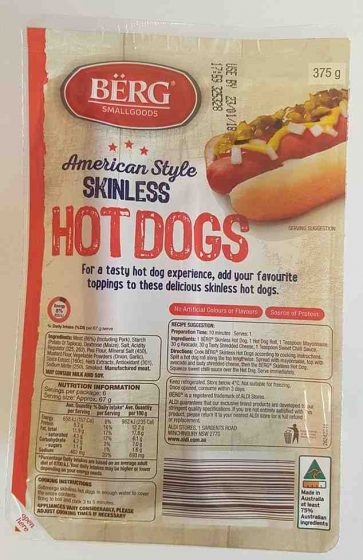 What are hot dogs made of in Australia?