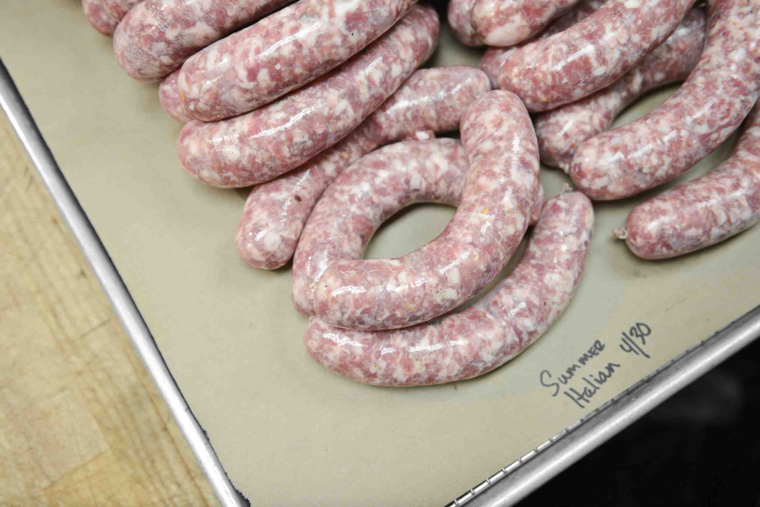 What are the white things in sausage?