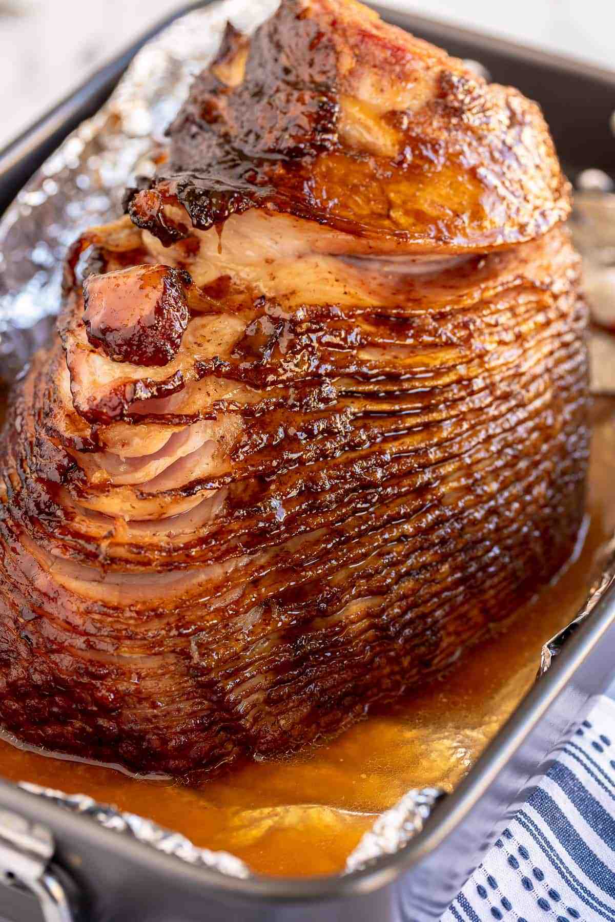 How do you cover a ham with foil?