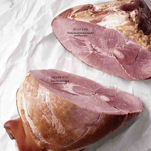 How do you cut a whole ham in half?